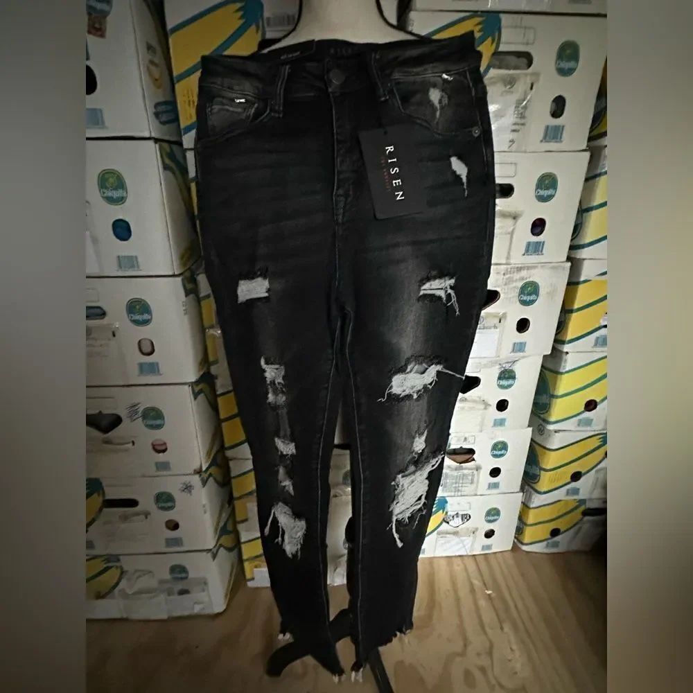 NWT Risen Black Distressed Women's Jeans
